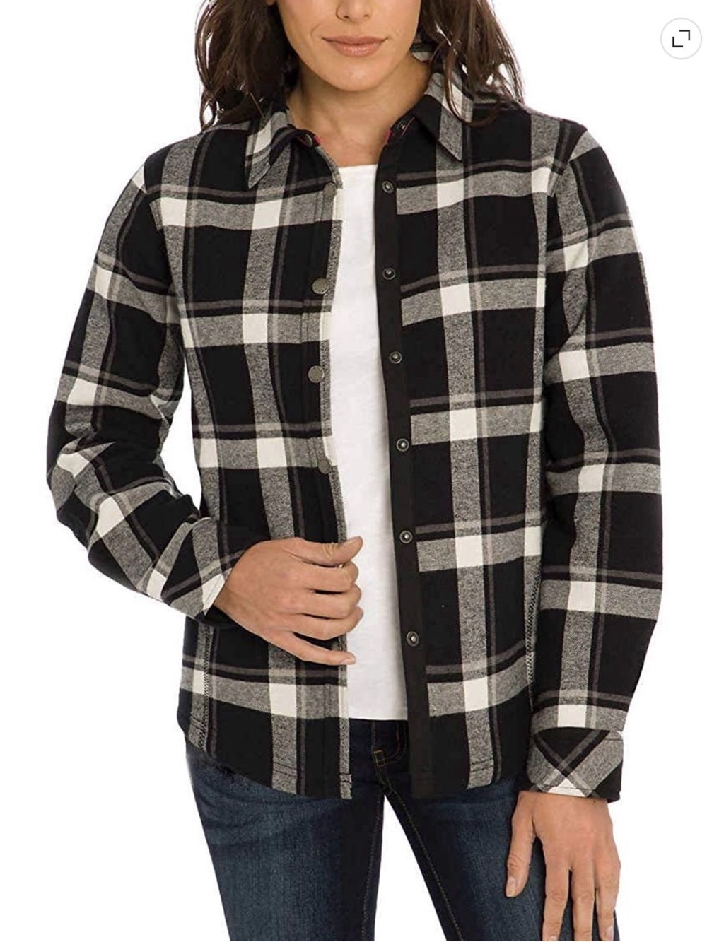 Orvis Black and White Plaid Snap-Front Shirt Jacket